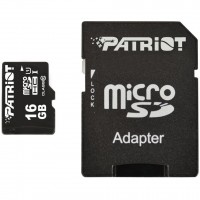 Карта памяти PATRIOT microSDHC UHS-I 16GB class 10 +SD адаптер