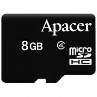 Карта памяти APACER microSDHC 8Gb class 4 б/п (AP8GMCSH4-RA)
