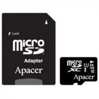Карта памяти APACER microSDXC UHS-I 64GB class 10 +SD (AP64GMCSX10U1-R)